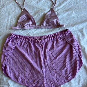 Fleur du Mal Shorts Lavender Viscose Size L NWOT
